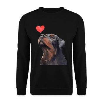 Rottweiler Herz Hund Liebe - Unisex Pullover - Schwarz - Vorne - Alina (178cm) & Michal (187cm)