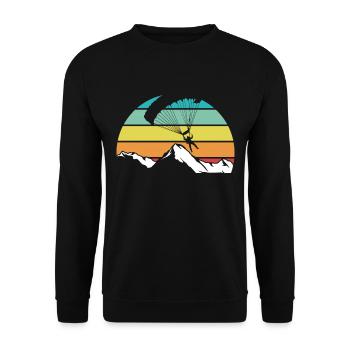 Fallschirm Retro Berg Paragliding - Unisex Pullover - Schwarz - Vorne - Alina (178cm) & Michal (187cm)