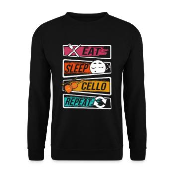 Cello - Eat Sleep Cello Repeat - Sweat-shirt Unisexe - noir - Devant - Alina (178cm) & Michal (187cm)