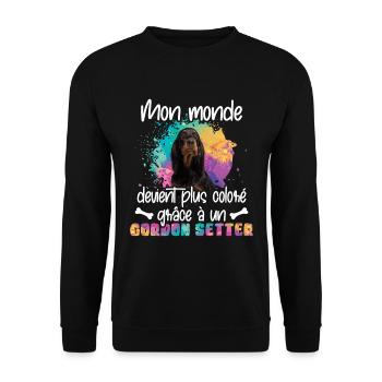 Monde coloré gordon setter Setter Gordon - Unisex Pullover - Schwarz - Vorne - Alina (178cm) & Michal (187cm)