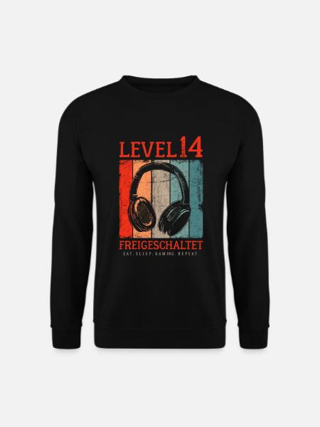 LEVEL 14 FREIGESCHALTET 14. GEBURTSTAG GAMER - Unisex Pullover - Schwarz