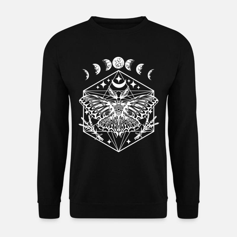 Motte mit Mondphasen Tarot Fantasy Geschenk - Unisex Pullover - Schwarz