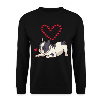 Français Bulldog Mama Frenchie Cher Chien - Sweat-shirt Unisexe - noir - Devant - Alina (178cm) & Michal (187cm)