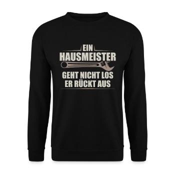 Hausmeister Facility Manager | Hauswart Geschenk - Unisex Pullover - Schwarz - Vorne - Alina (178cm) & Michal (187cm)
