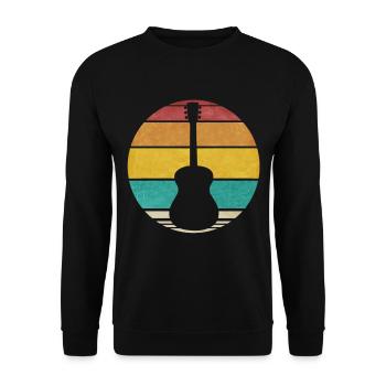 Gitarre Retro Rock n Roll Vintage Gitarristen Logo - Unisex Pullover - Schwarz - Vorne - Alina (178cm) & Michal (187cm)