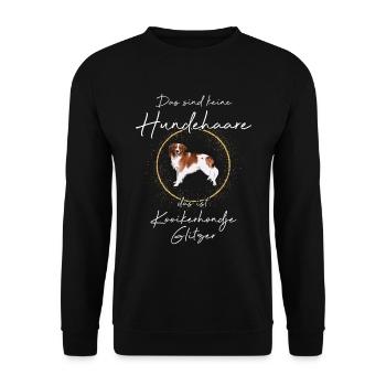 Das ist Kooikerhondje Glitzer Hund - Unisex Pullover - Schwarz - Vorne - Alina (178cm) & Michal (187cm)
