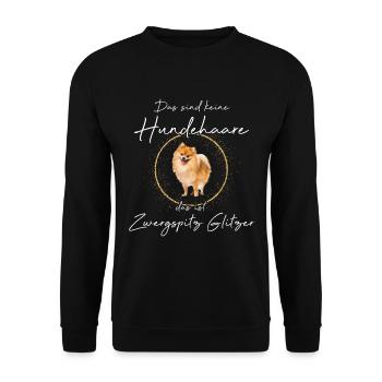 Das ist Zwergspitz Glitzer Miniature spitz - Unisex Pullover - Schwarz - Vorne - Alina (178cm) & Michal (187cm)