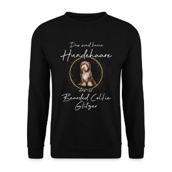 Das ist Bearded Collie Glitzer Hund - Unisex Pullover - Schwarz - Vorne - Alina (178cm) & Michal (187cm)