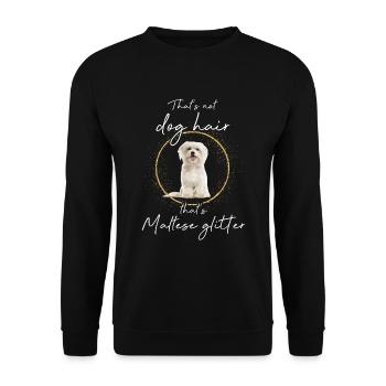 Das ist Malteser Glitzer Hund - Unisex Pullover - Schwarz - Vorne - Alina (178cm) & Michal (187cm)