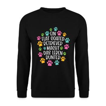 Flat coated retriever Leben bunter Hund - Unisex Pullover - Schwarz - Vorne - Alina (178cm) & Michal (187cm)