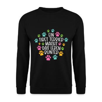 Tibet terrier machen Leben bunter Hund - Unisex Pullover - Schwarz - Vorne - Alina (178cm) & Michal (187cm)