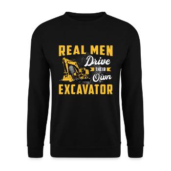 Baggerfahrer Bagger Bauarbeiter Baggern Geschenk - Unisex Pullover - Schwarz - Vorne - Alina (178cm) & Michal (187cm)