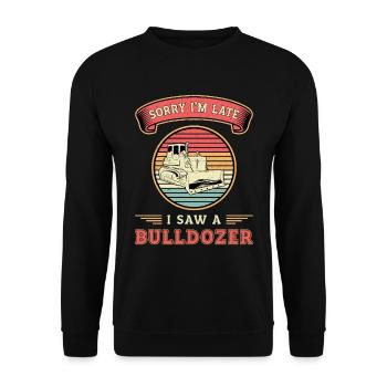 Planierraupe Bagger Bulldozer Bauarbeiter Geschenk - Unisex Pullover - Schwarz - Vorne - Alina (178cm) & Michal (187cm)