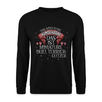 Miniature Bull Terrier Glitzer Miniature bullterri - Unisex Pullover - Schwarz - Vorne - Alina (178cm) & Michal (187cm)