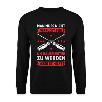 Hausmeister Facility Manager Hauswart Geschenk - Unisex Pullover - Schwarz - Vorne - Alina (178cm) & Michal (187cm)