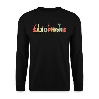 Retro Sax Saxophon Vintage Saxofon Musiker Jazz - Unisex Pullover - Schwarz - Vorne - Alina (178cm) & Michal (187cm)
