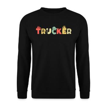 Retro Truck Driver Truck Driver Vintage Truck Driver - Sweat-shirt Unisexe - noir - Devant - Alina (178cm) & Michal (187cm)