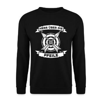 Bogenschütze Bogensport Pfeil Bogen Bogenschießen - Unisex Pullover - Schwarz - Vorne - Alina (178cm) & Michal (187cm)