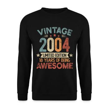 18 anniversaire millésime 2004 né Vintage - Sweat-shirt Unisexe - noir - Devant - Alina (178cm) & Michal (187cm)