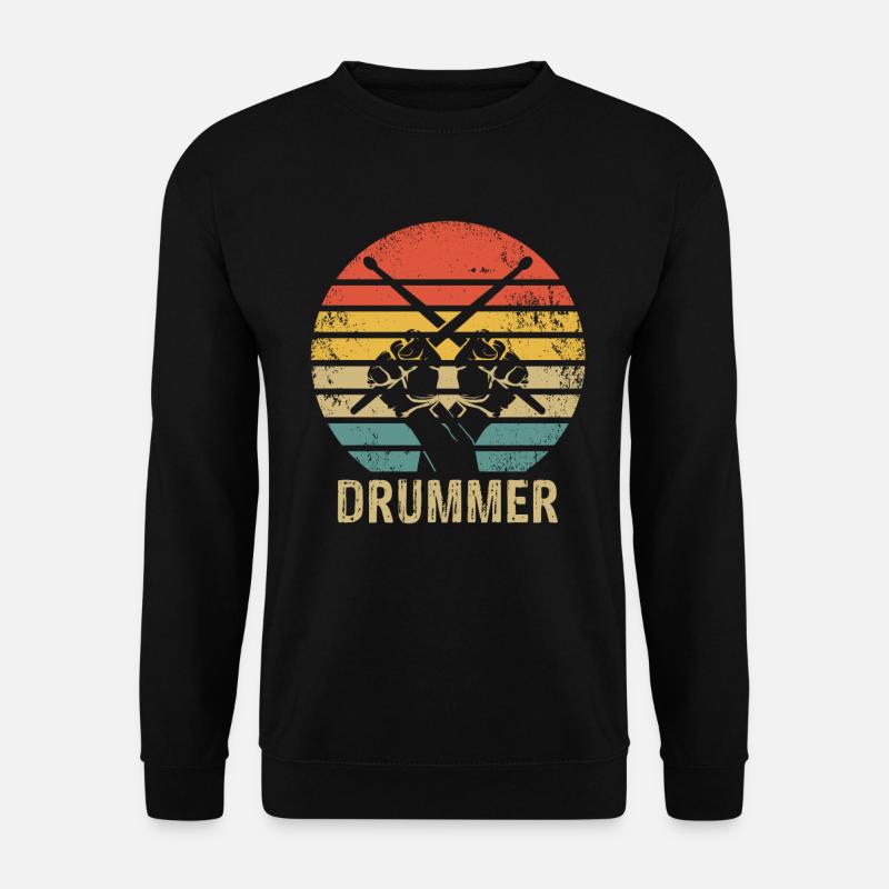Retro Schlagzeug Drummer Vintage Schlagzeuger - Unisex Pullover - Schwarz