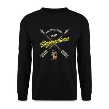 Bogenschütze Bogensport Pfeil Bogen Bogenschießen - Unisex Pullover - Schwarz - Vorne - Alina (178cm) & Michal (187cm)