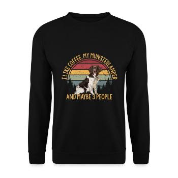 Coffee and my munsterlander Münsterländer - Unisex Pullover - Schwarz - Vorne - Alina (178cm) & Michal (187cm)