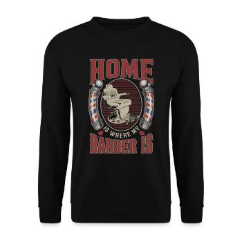 Barbier Barbier Coiffeur Homme Coiffeur Barbershop - Sweat-shirt Unisexe - noir - Devant - Alina (178cm) & Michal (187cm)