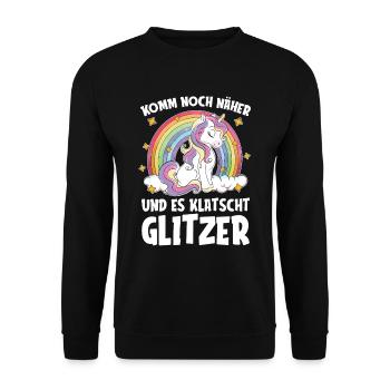 Einhorn Unicorn - Unisex Pullover - Schwarz - Vorne - Alina (178cm) & Michal (187cm)