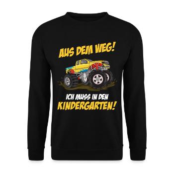 Kindergarten Jungen Monstertruck - Unisex Pullover - Schwarz - Vorne - Alina (178cm) & Michal (187cm)