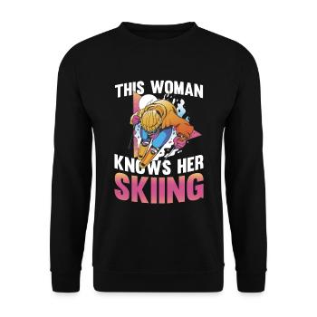 Ski Skifahren Skier - Unisex Pullover - Schwarz - Vorne - Alina (178cm) & Michal (187cm)