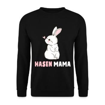 Hasen Mama Ostern Süßes Kaninchen Hasenmama - Unisex Pullover - Schwarz - Vorne - Alina (178cm) & Michal (187cm)