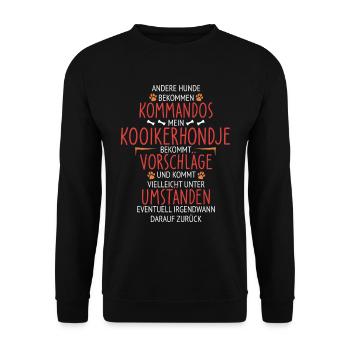 Kooikerhondje Vorschläge statt Kommandos - Unisex Pullover - Schwarz - Vorne - Alina (178cm) & Michal (187cm)
