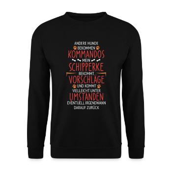 Schipperke Vorschläge statt Kommandos - Unisex Pullover - Schwarz - Vorne - Alina (178cm) & Michal (187cm)