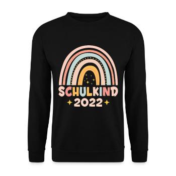 Schulkind 2022 Bunter Regenbogen - Unisex Pullover - Schwarz - Vorne - Alina (178cm) & Michal (187cm)