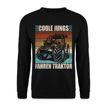 Traktor Junge Kleiner Landwirt Traktor - Unisex Pullover - Schwarz - Vorne - Alina (178cm) & Michal (187cm)