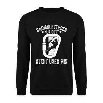 Baumklettern Baumpfleger Arborist Baumkletterer - Unisex Pullover - Schwarz - Vorne - Alina (178cm) & Michal (187cm)