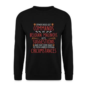Belgian Malinois Commands Belgian Shepherd - Unisex Pullover - Schwarz - Vorne - Alina (178cm) & Michal (187cm)