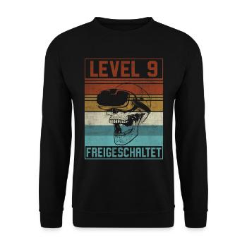 Level 9 Jahre Junge Gamer 9. Geburtstag - Unisex Pullover - Schwarz - Vorne - Alina (178cm) & Michal (187cm)