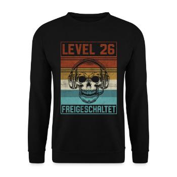 26. Geburtstag Gamer Level 26 Jahre - Unisex Pullover - Schwarz - Vorne - Alina (178cm) & Michal (187cm)
