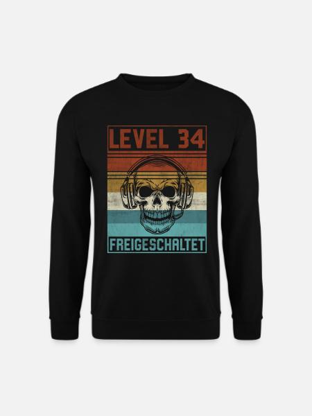 34. Geburtstag Gamer Level 34 Jahre - Unisex Pullover - Schwarz