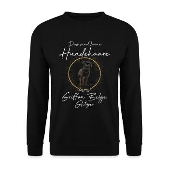 Keine Hundehaare das ist Griffon Belge Gitzer - Unisex Pullover - Schwarz - Vorne - Alina (178cm) & Michal (187cm)