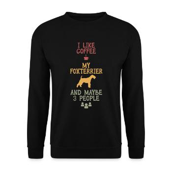 J’aime le café mon foxterrier et peut-être 3 personnes - Sweat-shirt Unisexe - noir - Devant - Alina (178cm) & Michal (187cm)