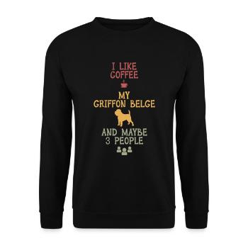 I like coffee my griffon belge and maybe 3 people - Unisex Sweatshirt - black - Front - Alina (178cm) & Michal (187cm)