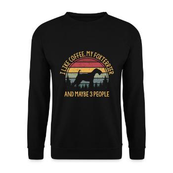 J’aime le café mon foxterrier et peut-être 3 personnes - Sweat-shirt Unisexe - noir - Devant - Alina (178cm) & Michal (187cm)