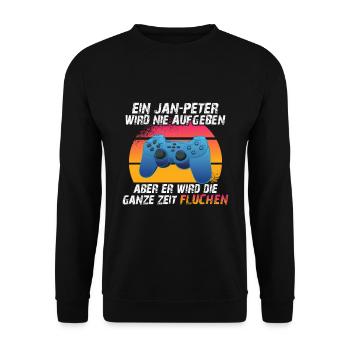 Ein Jan-Peter wird nie aufgeben - Unisex Pullover - Schwarz - Vorne - Alina (178cm) & Michal (187cm)
