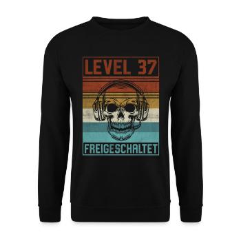 37. Geburtstag Gamer Level 37 Jahre - Unisex Pullover - Schwarz - Vorne - Alina (178cm) & Michal (187cm)
