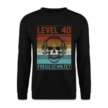 40. Geburtstag Gamer Level 40 Jahre - Unisex Pullover - Schwarz - Vorne - Alina (178cm) & Michal (187cm)