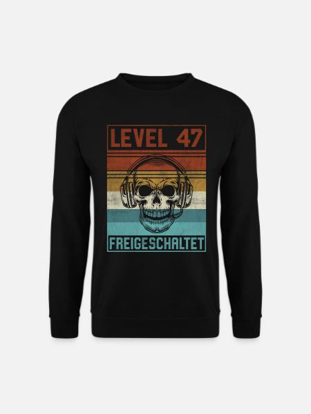 47. Geburtstag Gamer Level 47 Jahre - Unisex Pullover - Schwarz