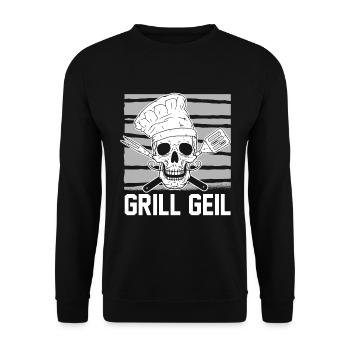 Grillen Grillmeister BBQ - Unisex Pullover - Schwarz - Vorne - Alina (178cm) & Michal (187cm)