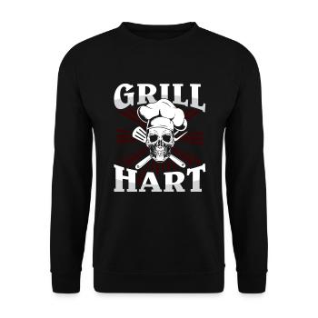 Grillen Grillmeister BBQ - Unisex Pullover - Schwarz - Vorne - Alina (178cm) & Michal (187cm)